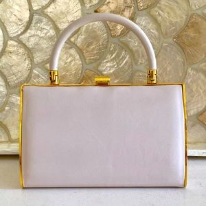 St. John bone white, leather purse with chain